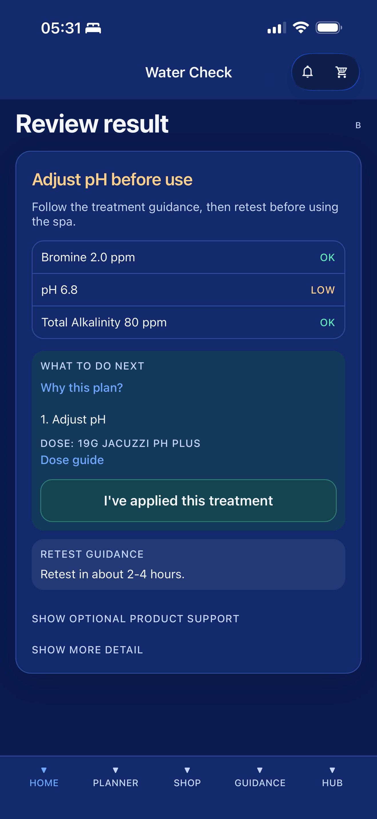 Review the result in the SpaWise app